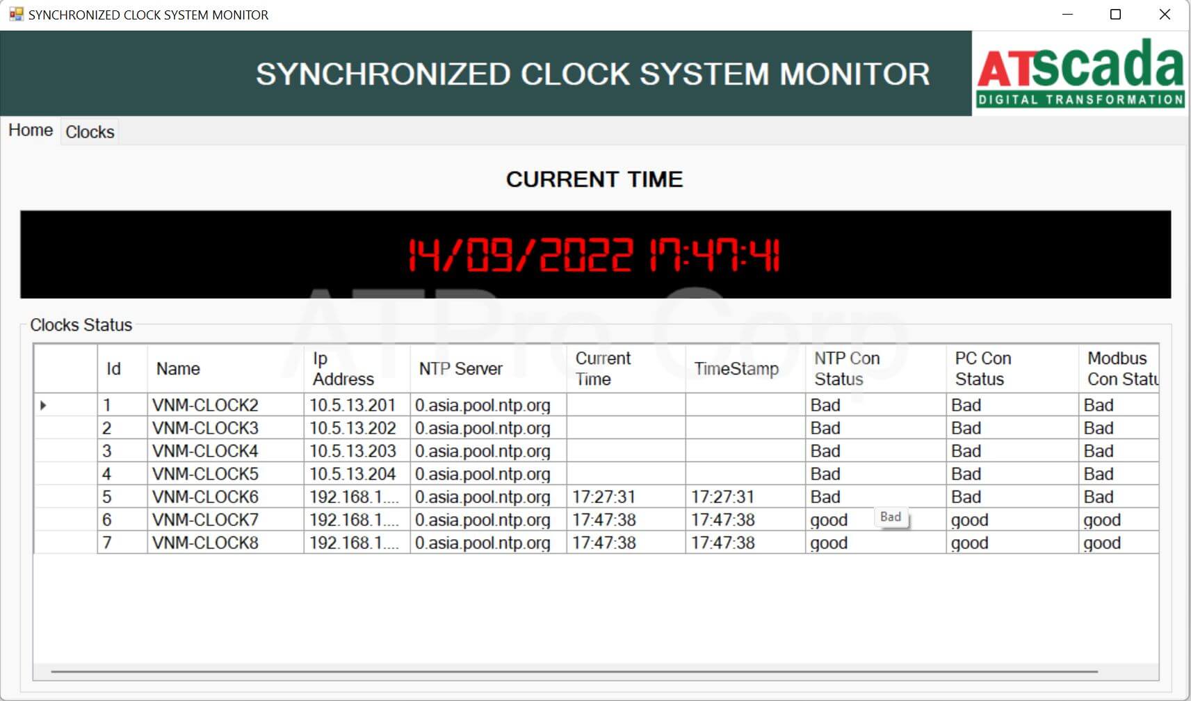 Hệ thống đồng hồ led đồng thời gian mạng NTP