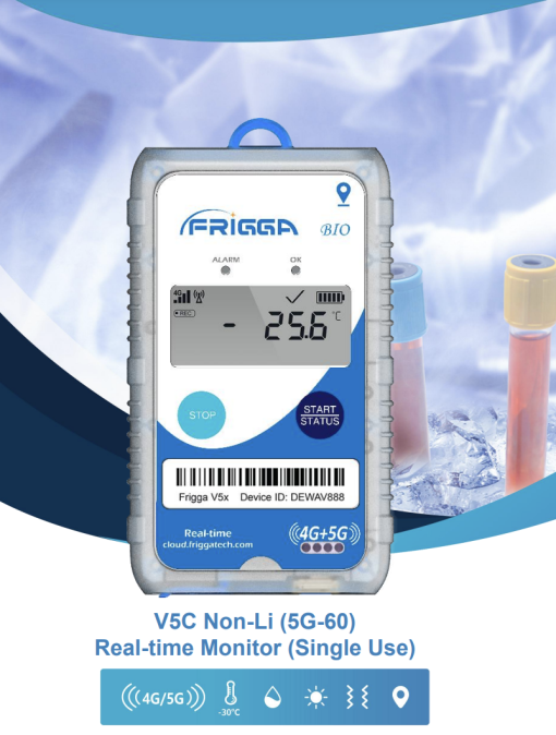 Bộ định vị nhiệt độ và độ ẩm thời gian thực V5C Non-Li (5G-60)