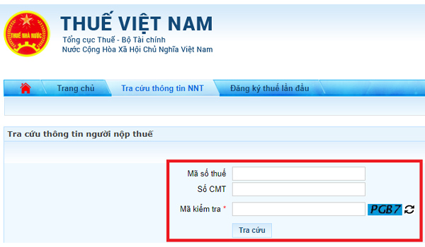 Tra cứu MST cá nhân trên trang web Thuế Việt Nam