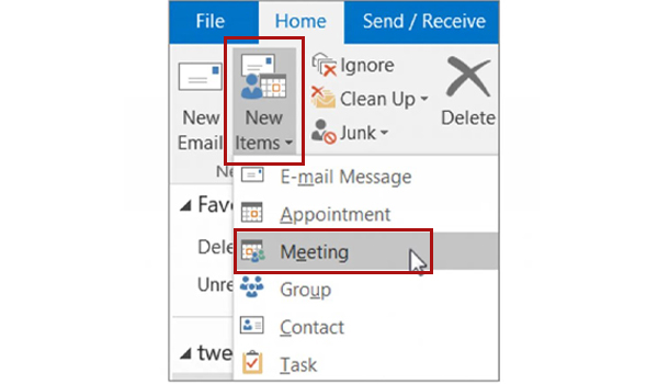 Tạo cuộc họp mới với ứng dụng Outlook