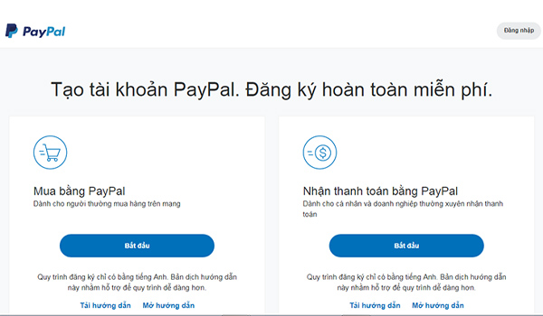2 tùy chọn tài khoản PayPal cho bạn lựa chọn