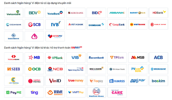 Danh sách các ngân hàng liên kết với ví điện tử VNPay
