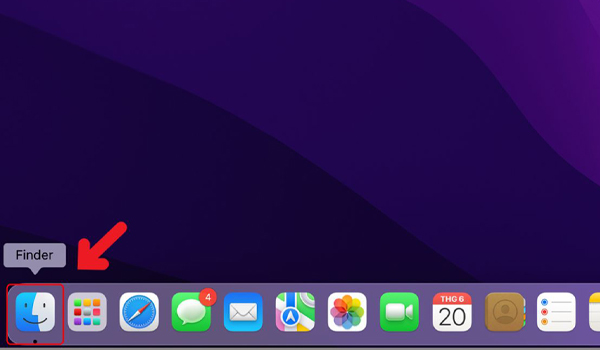 Nhấp chuột vào biểu tượng Finder ở góc dưới bên trái màn hình