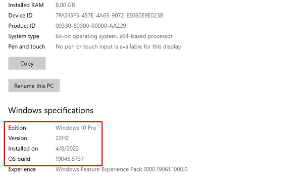 Kiểm tra phiên bản Windows trong Control Panel