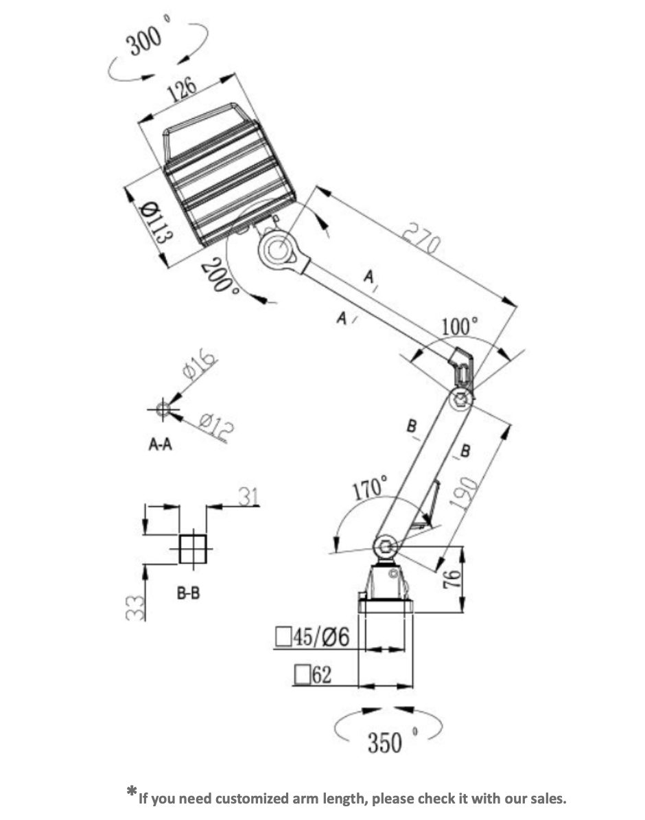 Đèn Làm Việc Máy Công Cụ LED Cánh Tay Dài M2L-9.5W
