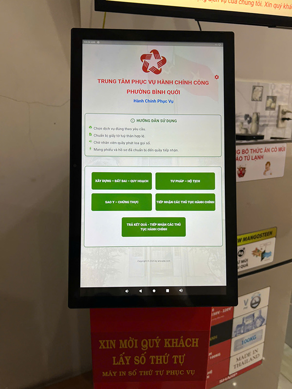 Kiosk dịch vụ công được ATPro triển khai thành công cho TTPVHCC phường Bình Quới