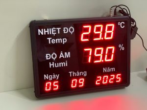 Đồng hồ đo nhiệt độ, độ ẩm hiển thị ngày giờ màn hình LED