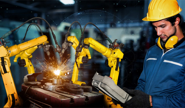 Robot công nghiệp được lập trình để tự động thực hiện các thao tác trong quá trình sản xuất