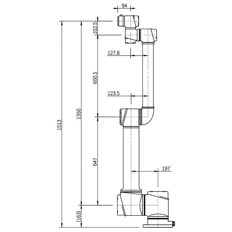 Kích thước chi tiết của AUBO-i10