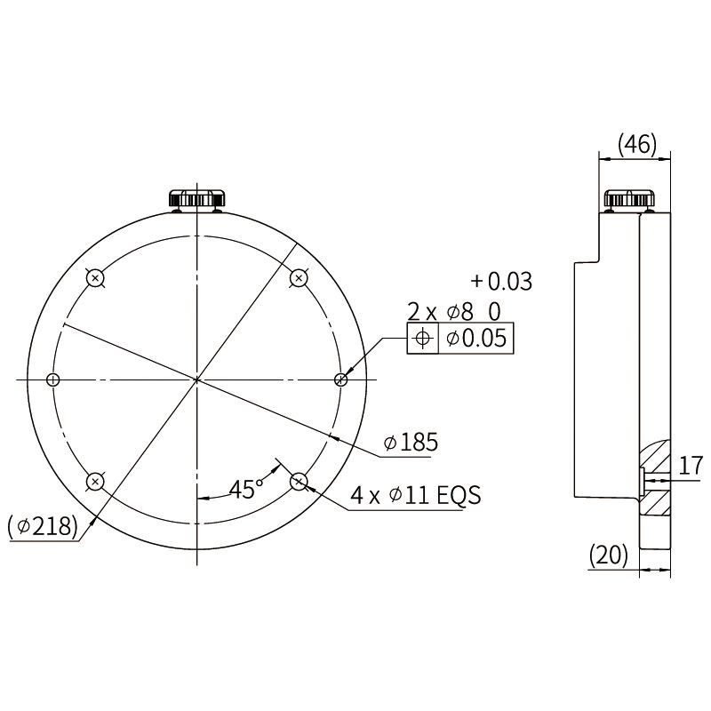 Hình chiếu từ trên xuống đế