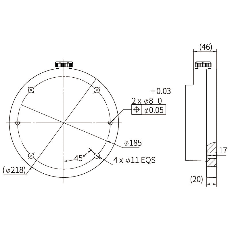 Hình chiếu từ trên xuống đế