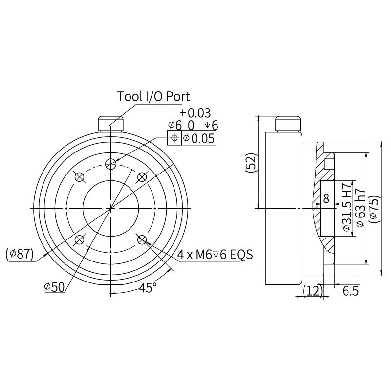Mặt bích đầu dụng cụ