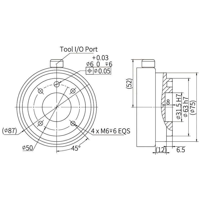 Hình chiếu từ trên xuống của đế