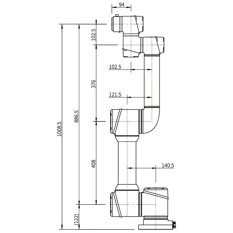 Kích thước tổng quan AUBO-i5
