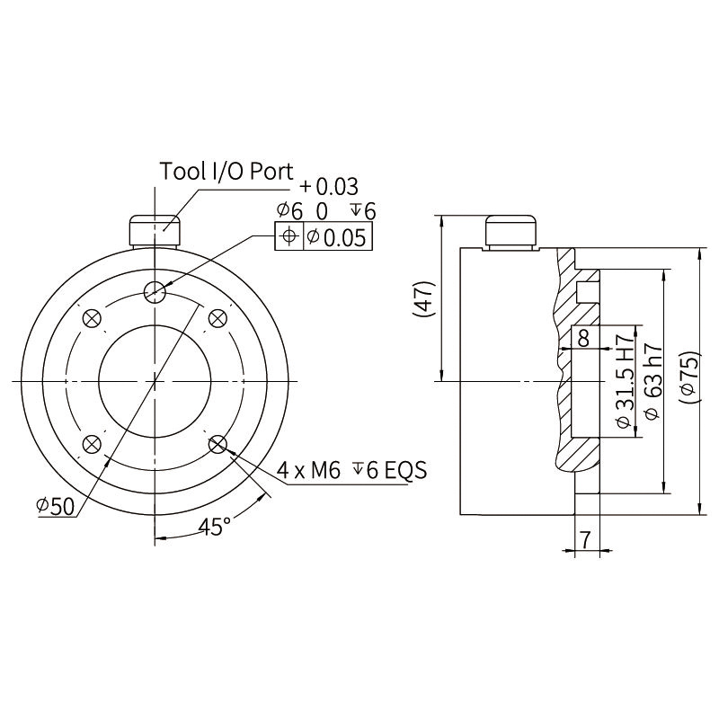 Mặt bích đầu dụng cụ