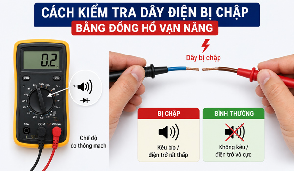 Kiểm tra dây điện bị chập bằng đồng hồ vạn năng