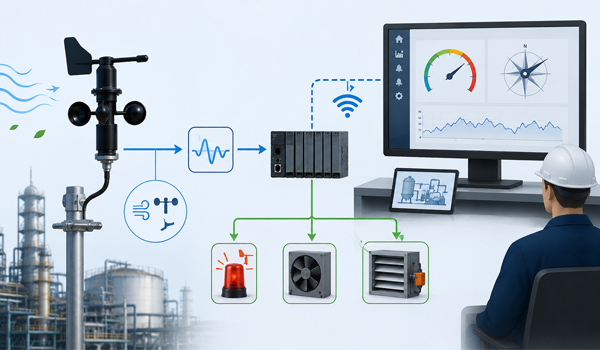 Quy trình hoạt động của cảm biến gió trong hệ thống SCADA và tự động hoá công nghiệp