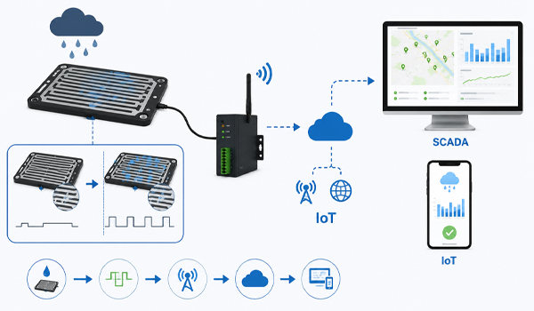Nguyên lý hoạt động của cảm biến mưa trong hệ thống SCADA và IoT