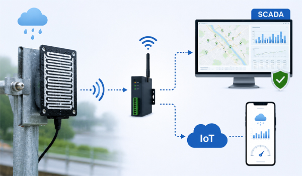 Cảm biến mưa trong hệ thống SCADA và IoT