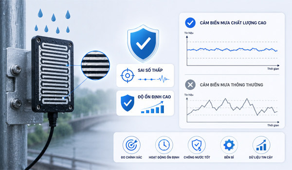 Ưu tiên cảm biến mưa có sai số thấp, độ ổn định cao