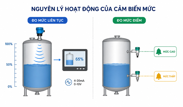 Nguyên lý hoạt động của cảm biến mức