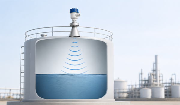 Cảm biến mức radar sử dụng sóng radar tần số cao để đo khoảng cách đến bề mặt vật liệu