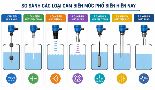 So sánh các loại cảm biến mức phổ biến hiện nay