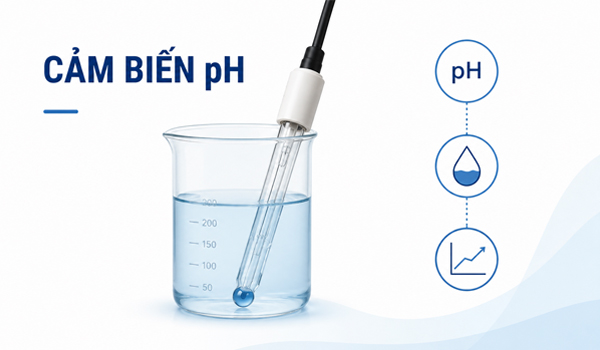 Cảm biến pH dùng để đo độ axit/độ kiềm của dung dịch thông qua giá trị pH