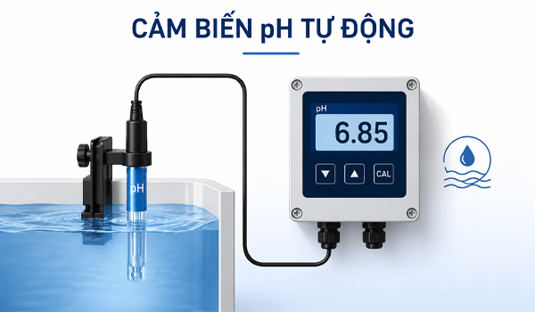 Cảm biến pH tự động dùng để đo & giám sát độ pH của chất lỏng theo thời gian thực