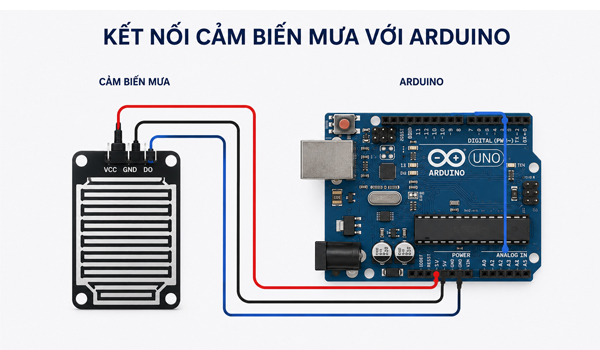 Kết nối cảm biến mưa với Arduino