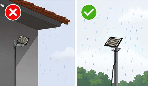 Lắp đặt cảm biến đúng vị trí, đảm bảo thông thoáng để nhận biết mưa chính xác