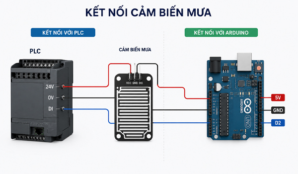 Hướng dẫn kết nối cảm biến mưa với PLC và Arduino