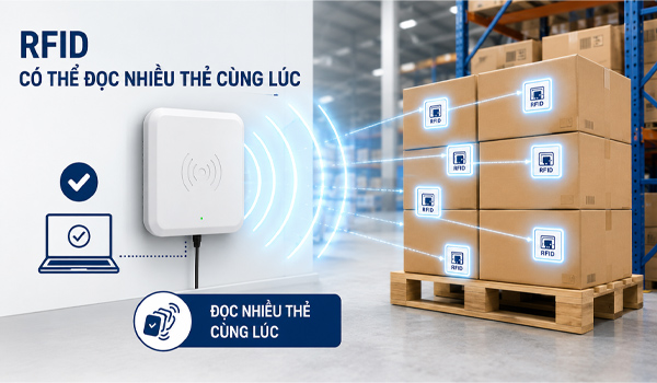 RFID cho phép đầu đọc nhận dạng đồng thời nhiều thẻ trong cùng một thời điểm