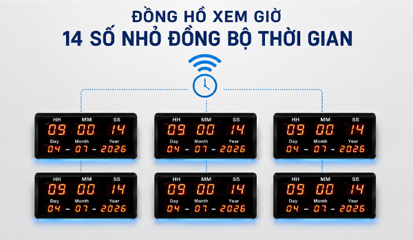 Đồng hồ xem giờ 14 số nhỏ đồng bộ thời gian - Cty Đạt Vi Phú
