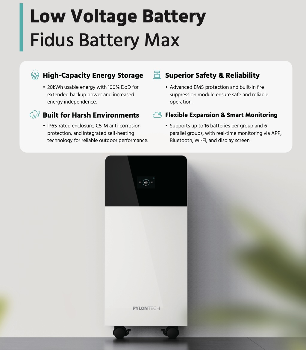 Pin lưu trữ điện áp thấp Pylontech Fidus Battery Max
