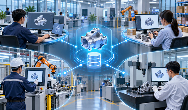 PDM tạo cầu nối dữ liệu giữa các bộ phận như R&D, thiết kế, kỹ thuật, sản xuất,...