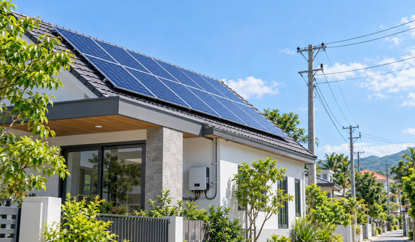 Hệ thống On-Grid là mô hình sử dụng điện năng lượng mặt trời kết hợp trực tiếp với điện lưới